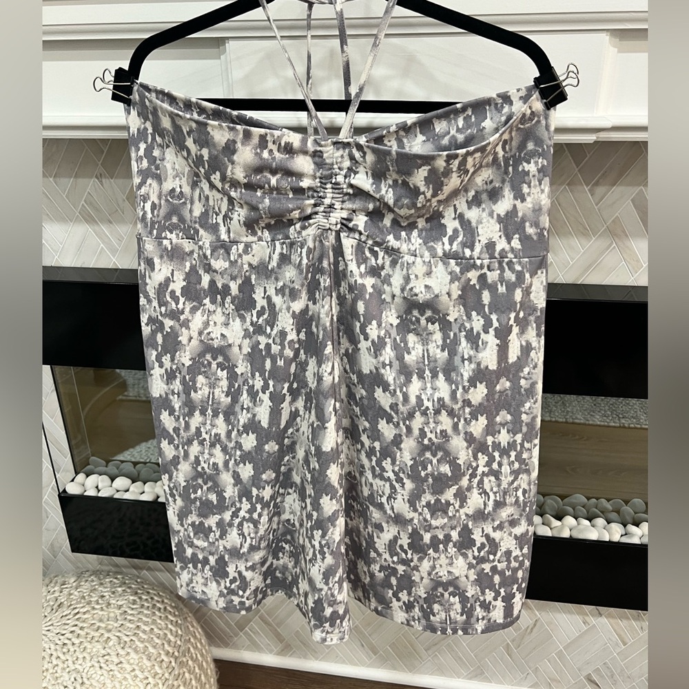 Eddie Bauer Gray and White Abstract Pattern Strapless Summer Mini Dress size XL